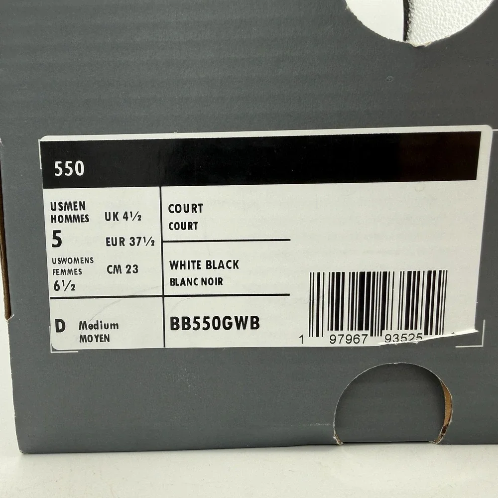 New Balance 550 Shoes Womens 6.5 Grey White Black Sneakers Outdoor BB550GWB